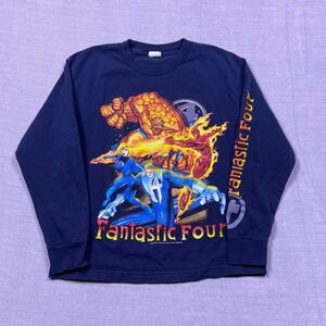 Kids Marvel Fantastic Four Graphic Long Sleeve T Shirt Size L Blue